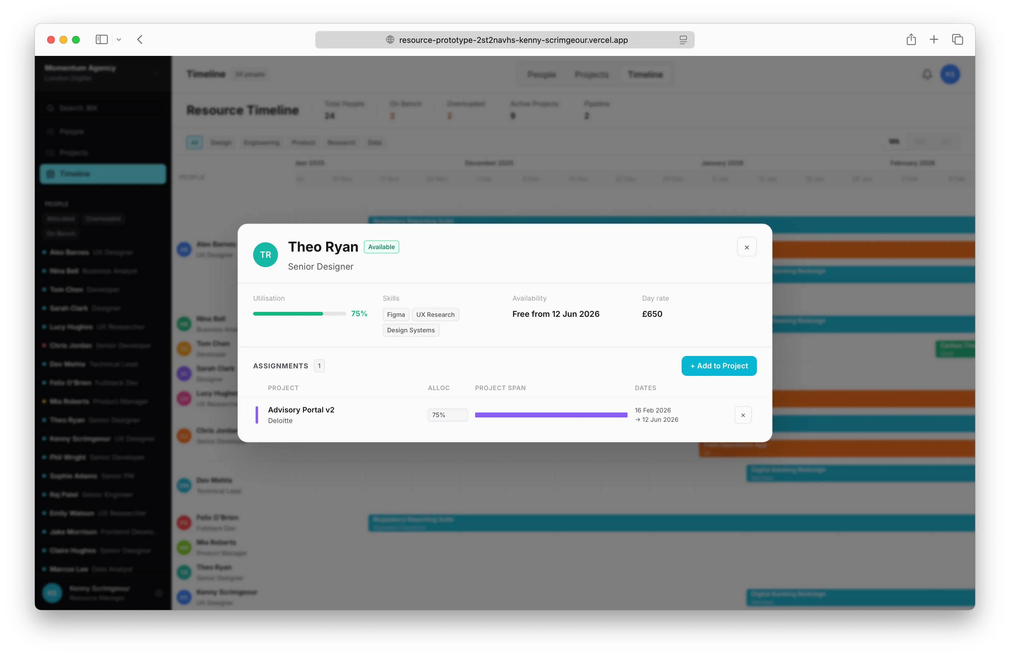 Adding a resource to a project