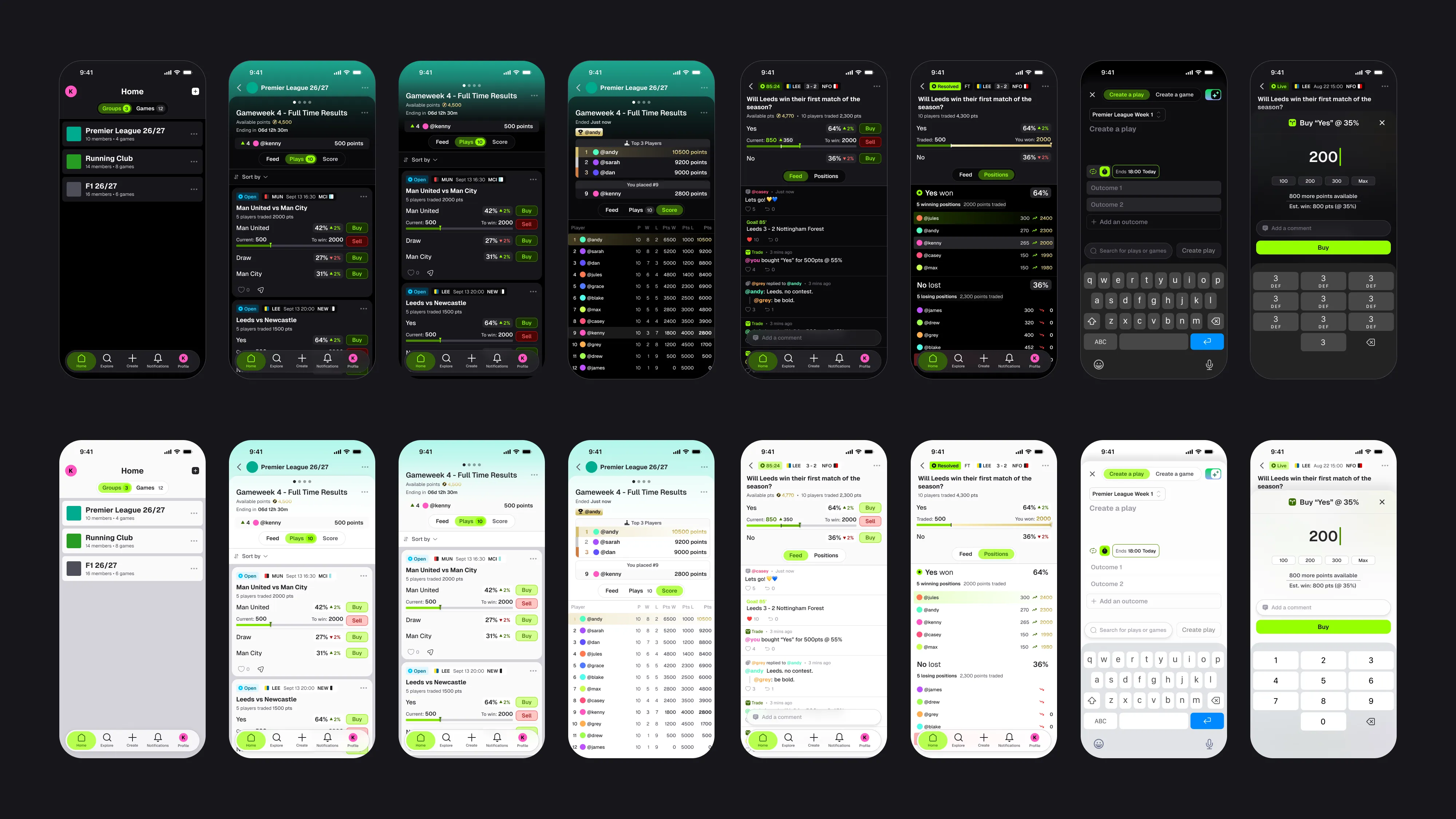 The key screens of the main flow in Folly.